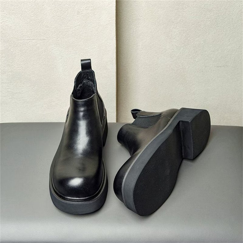 Ανδρικά Μποτάκια Δερμάτινα Slip-on Boots - Μαύρο