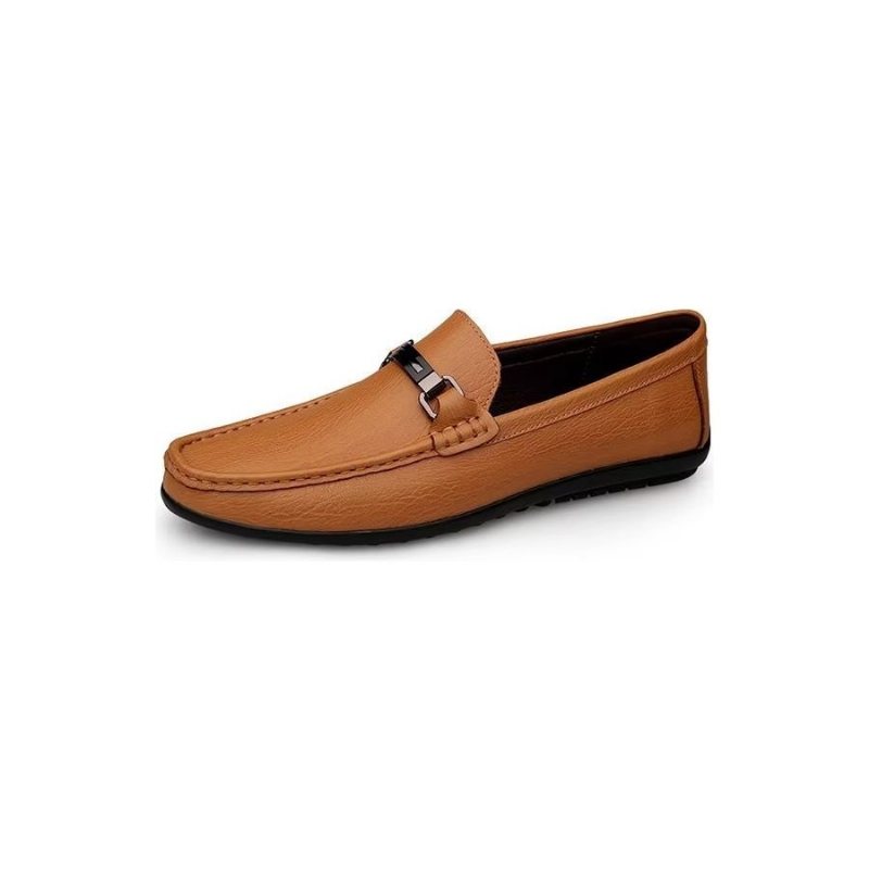 Ανδρικά Παπούτσια Casual Chic Pu Slip-on Μοκασίνια Με Μεταλλικό Στυλ - Καφέ