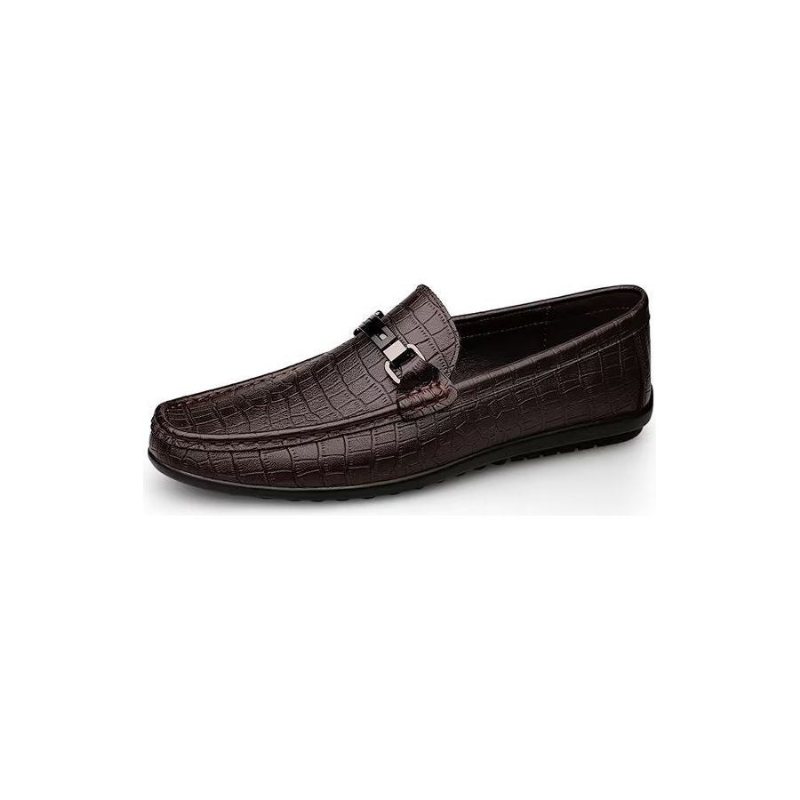 Ανδρικά Παπούτσια Casual Chic Pu Slip-on Μοκασίνια Με Μεταλλικό Στυλ - Καφέ