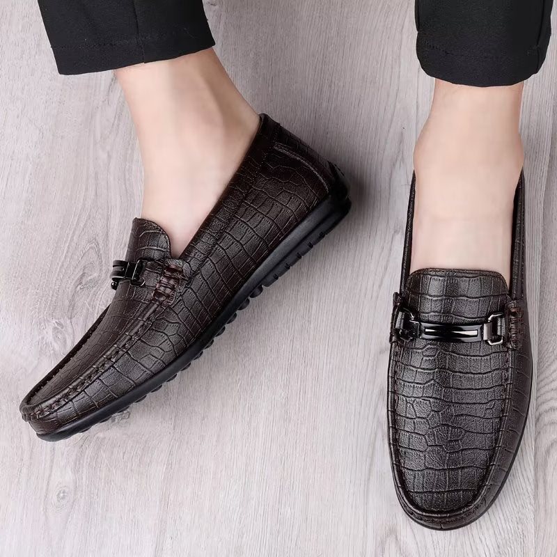 Ανδρικά Παπούτσια Casual Chic Pu Slip-on Μοκασίνια Με Μεταλλικό Στυλ - Καφέ