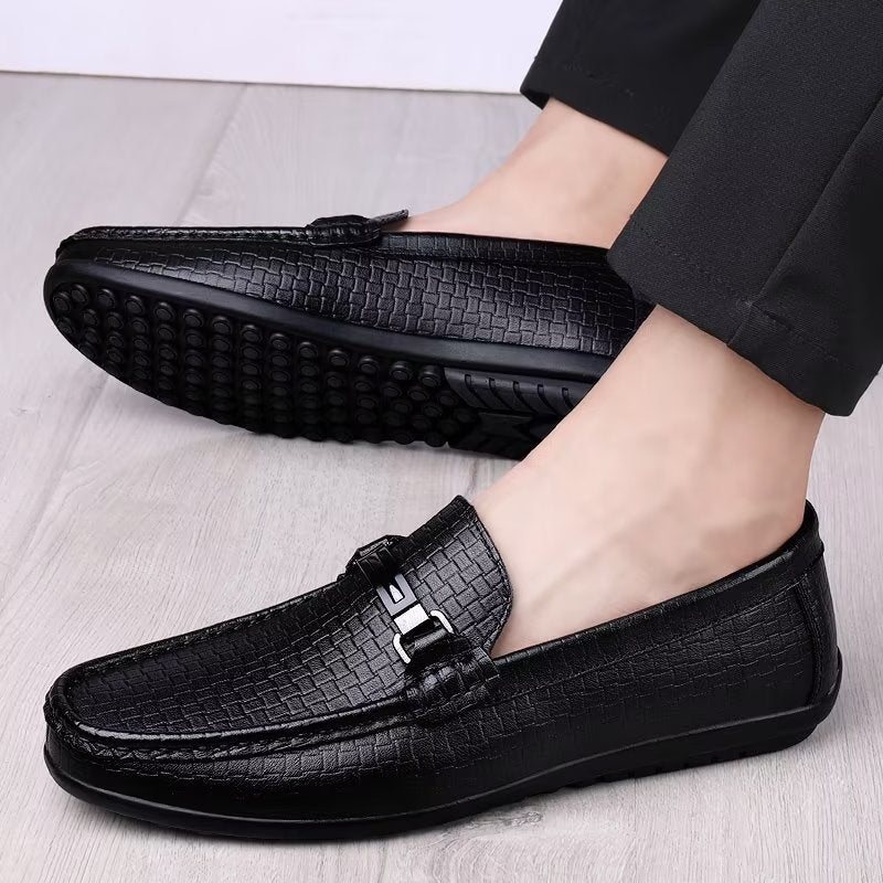 Ανδρικά Παπούτσια Casual Chic Pu Slip-on Μοκασίνια Με Μεταλλικό Στυλ - Μαύρο