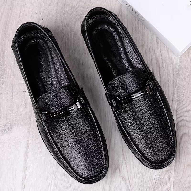 Ανδρικά Παπούτσια Casual Chic Pu Slip-on Μοκασίνια Με Μεταλλικό Στυλ - Μαύρο