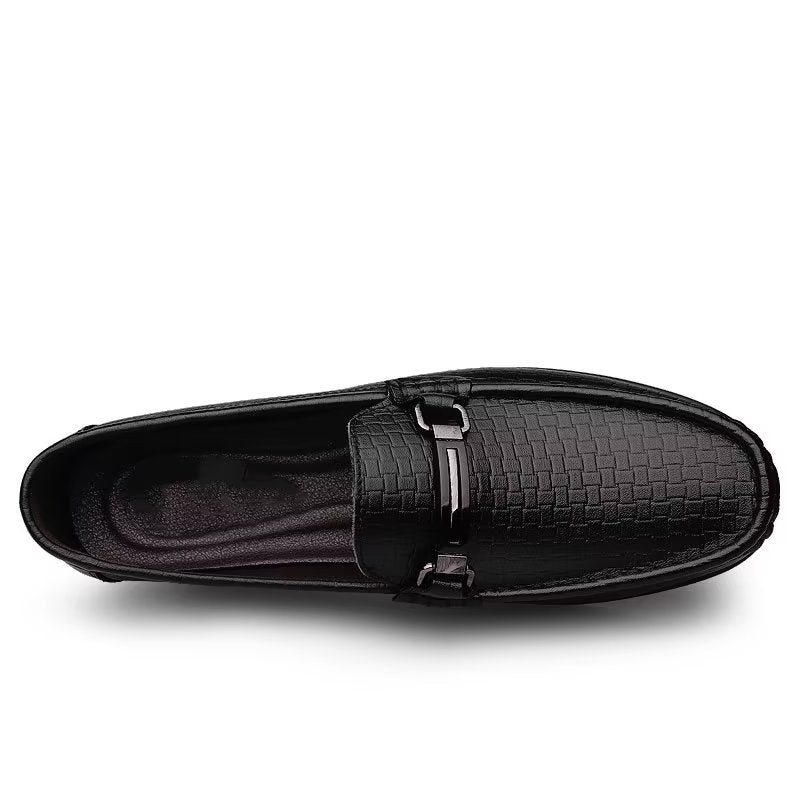 Ανδρικά Παπούτσια Casual Chic Pu Slip-on Μοκασίνια Με Μεταλλικό Στυλ - Μαύρο