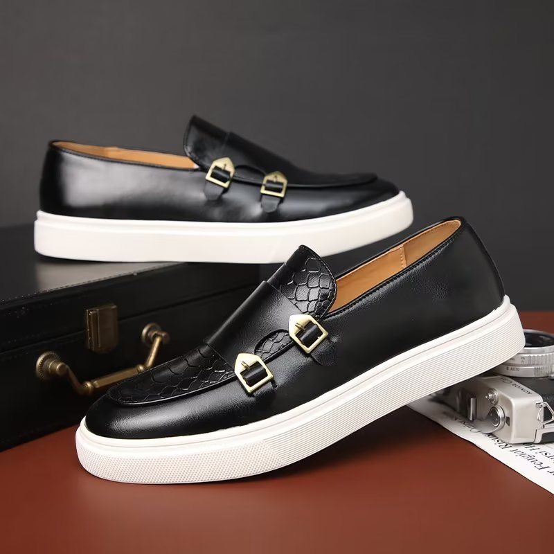 Ανδρικά Παπούτσια Casual Elegant Slip On Platform Sneakers - Μαύρο