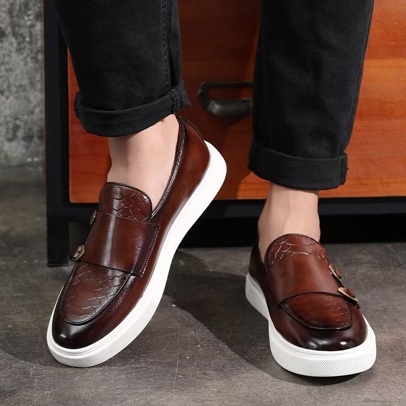 Ανδρικά Παπούτσια Casual Elegant Slip On Platform Sneakers - Καφέ