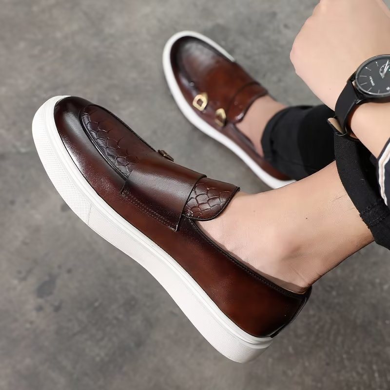 Ανδρικά Παπούτσια Casual Elegant Slip On Platform Sneakers - Καφέ