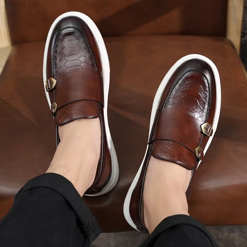 Ανδρικά Παπούτσια Casual Elegant Slip On Platform Sneakers - Καφέ