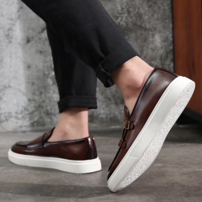 Ανδρικά Παπούτσια Casual Elegant Slip On Platform Sneakers - Καφέ