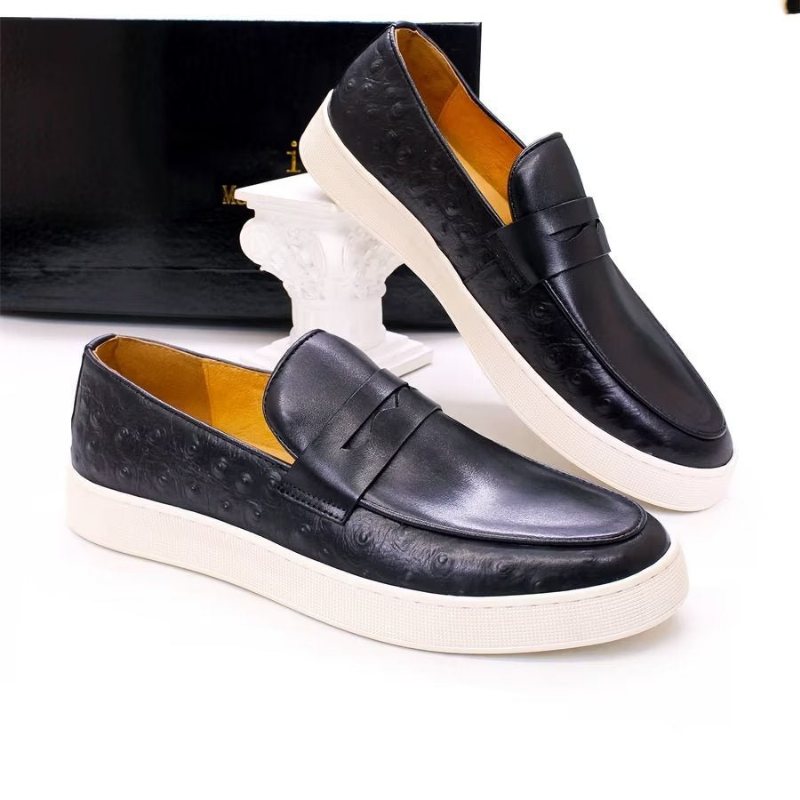 Ανδρικά Παπούτσια Casual Exotic Leather Chic Slip-on - Μαύρο 