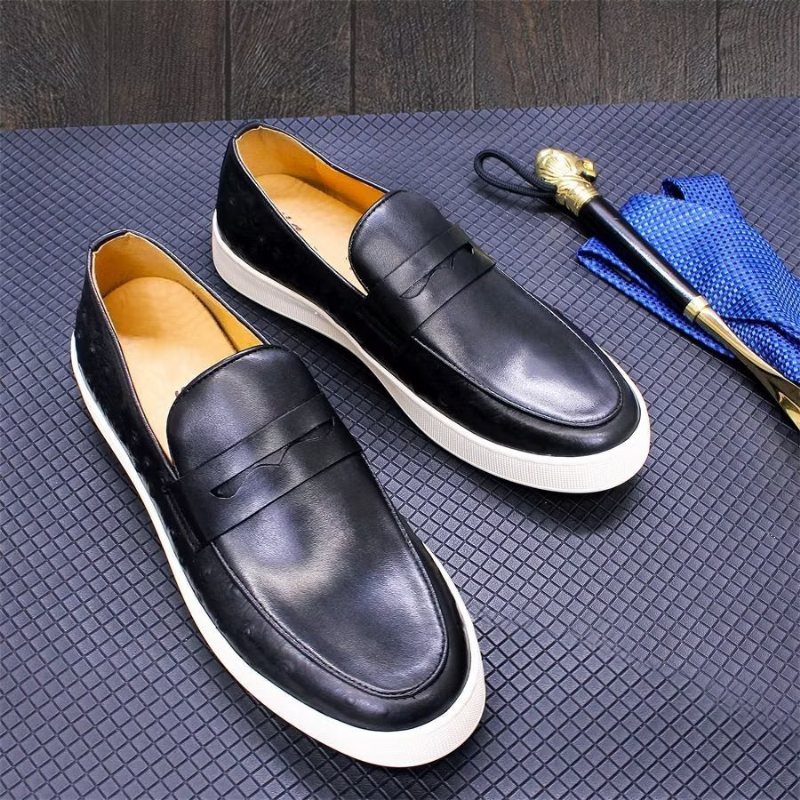 Ανδρικά Παπούτσια Casual Exotic Leather Chic Slip-on - Μαύρο 