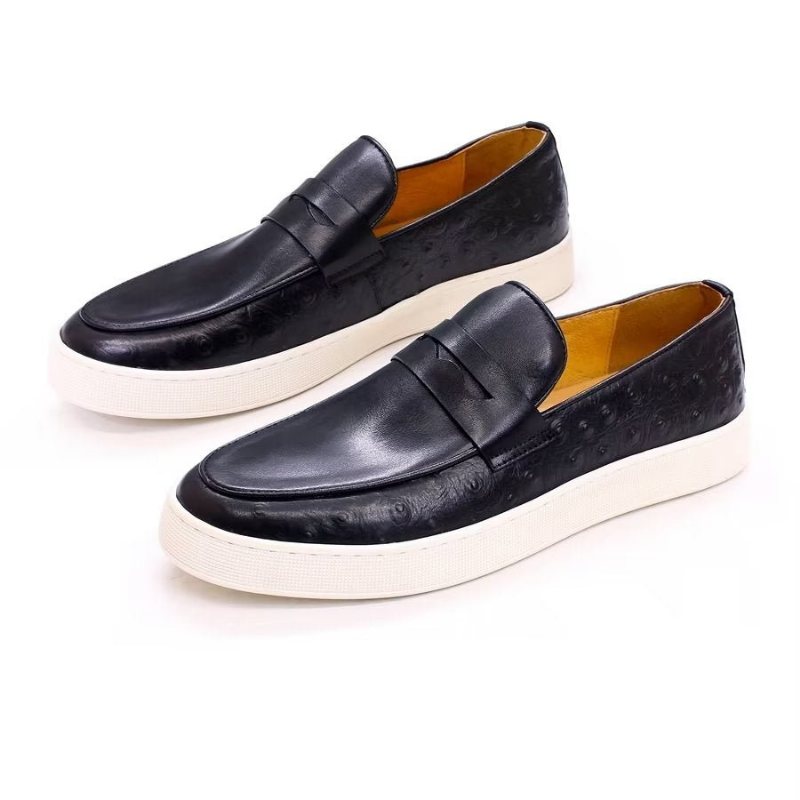 Ανδρικά Παπούτσια Casual Exotic Leather Chic Slip-on - Μαύρο 