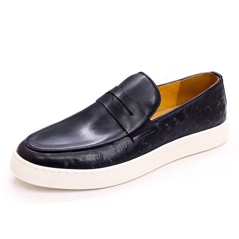 Ανδρικά Παπούτσια Casual Exotic Leather Chic Slip-on - Μαύρο 