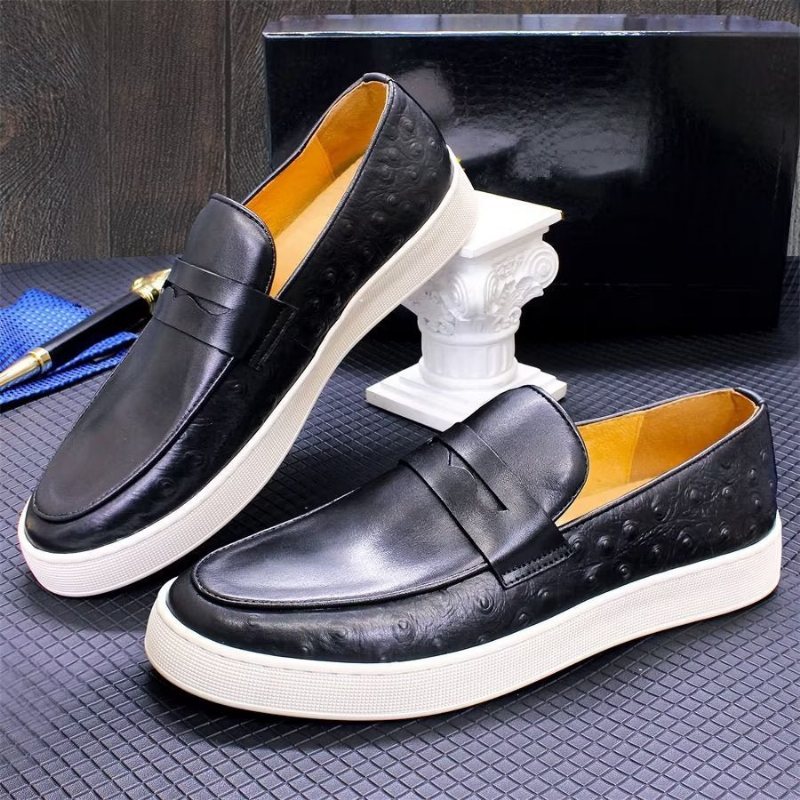 Ανδρικά Παπούτσια Casual Exotic Leather Chic Slip-on - Μαύρο 