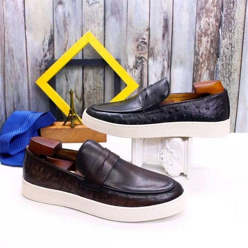 Ανδρικά Παπούτσια Casual Exotic Leather Chic Slip-on - Καφές