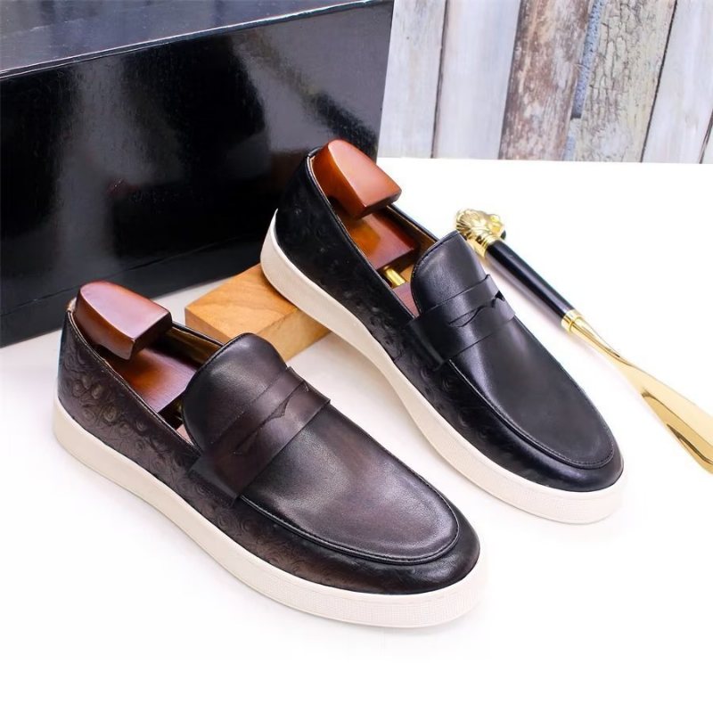 Ανδρικά Παπούτσια Casual Exotic Leather Chic Slip-on - Καφές