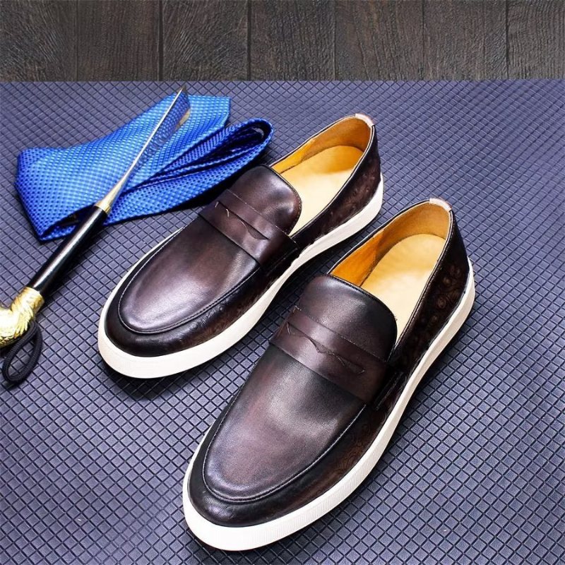 Ανδρικά Παπούτσια Casual Exotic Leather Chic Slip-on - Καφές