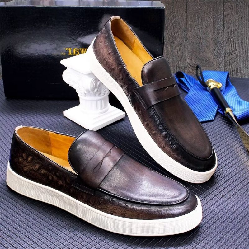 Ανδρικά Παπούτσια Casual Exotic Leather Chic Slip-on - Καφές