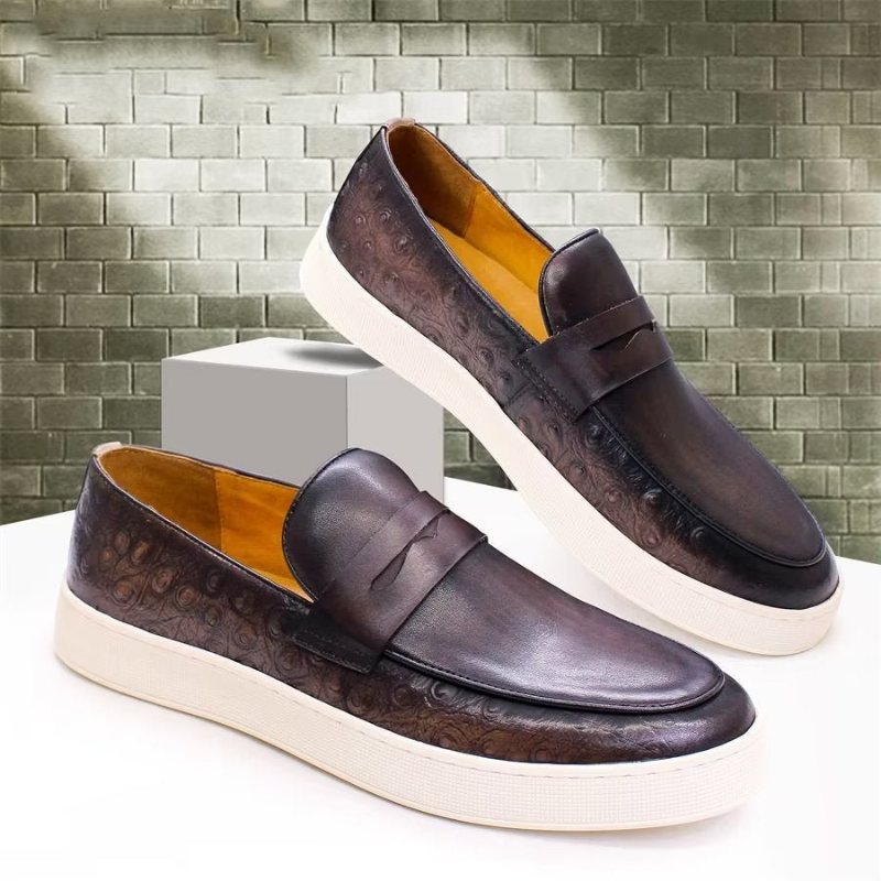 Ανδρικά Παπούτσια Casual Exotic Leather Chic Slip-on - Καφές