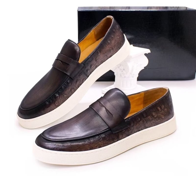 Ανδρικά Παπούτσια Casual Exotic Leather Chic Slip-on - Καφές