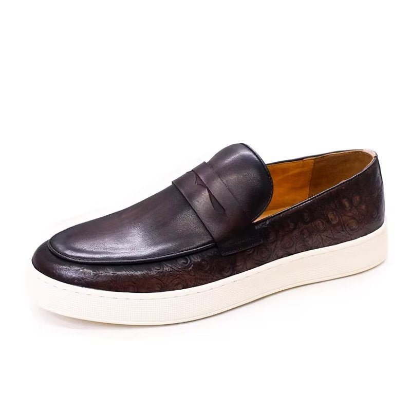 Ανδρικά Παπούτσια Casual Exotic Leather Chic Slip-on - Καφές