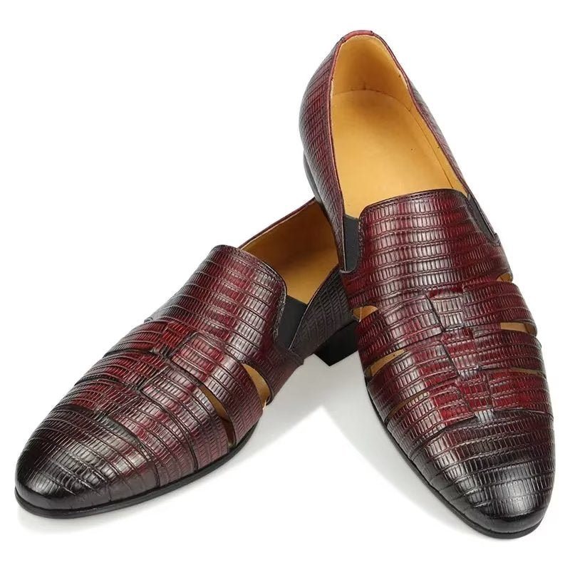 Ανδρικά Παπούτσια Casual Exotic Metal Toe Slip-on Loafers - Κόκκινο