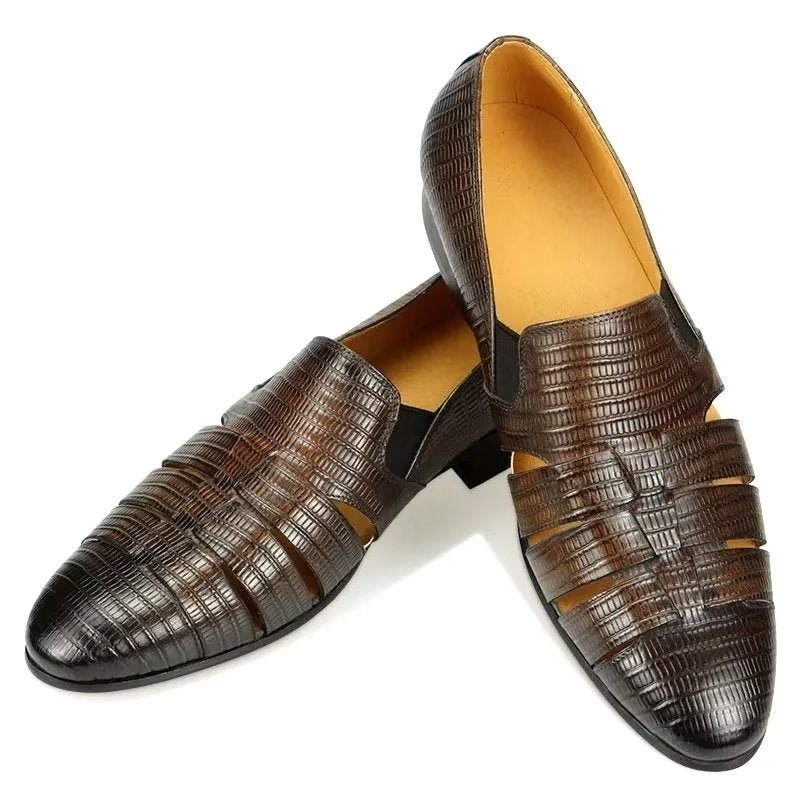 Ανδρικά Παπούτσια Casual Exotic Metal Toe Slip-on Loafers - Καφές