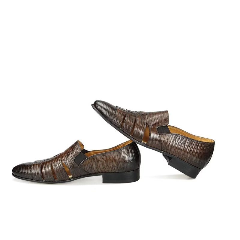 Ανδρικά Παπούτσια Casual Exotic Metal Toe Slip-on Loafers - Καφές