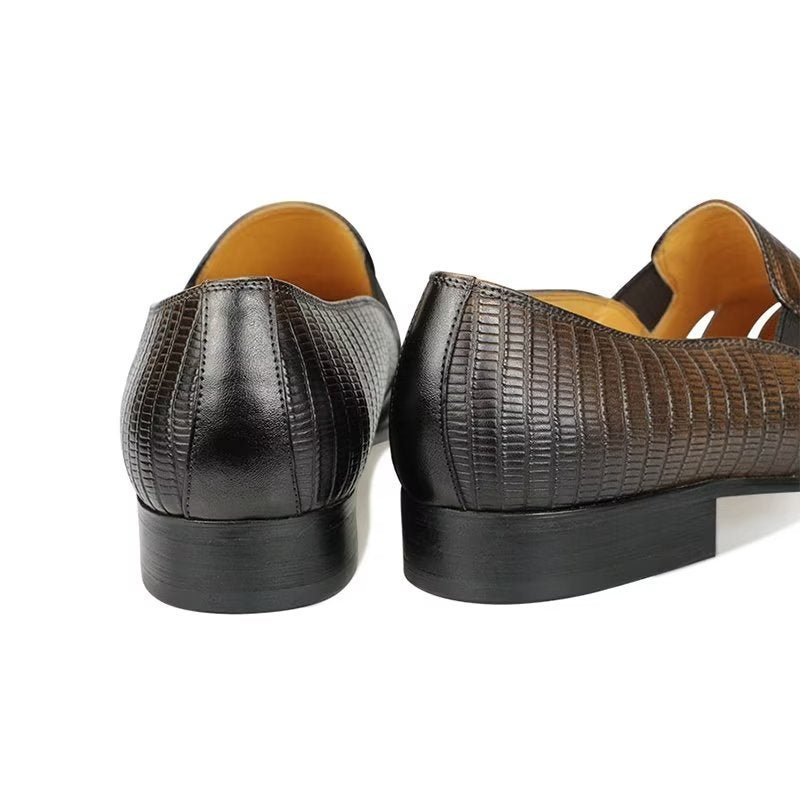 Ανδρικά Παπούτσια Casual Exotic Metal Toe Slip-on Loafers - Καφές