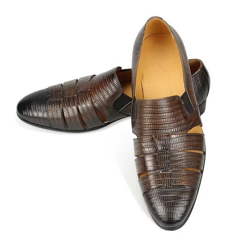 Ανδρικά Παπούτσια Casual Exotic Metal Toe Slip-on Loafers - Καφές