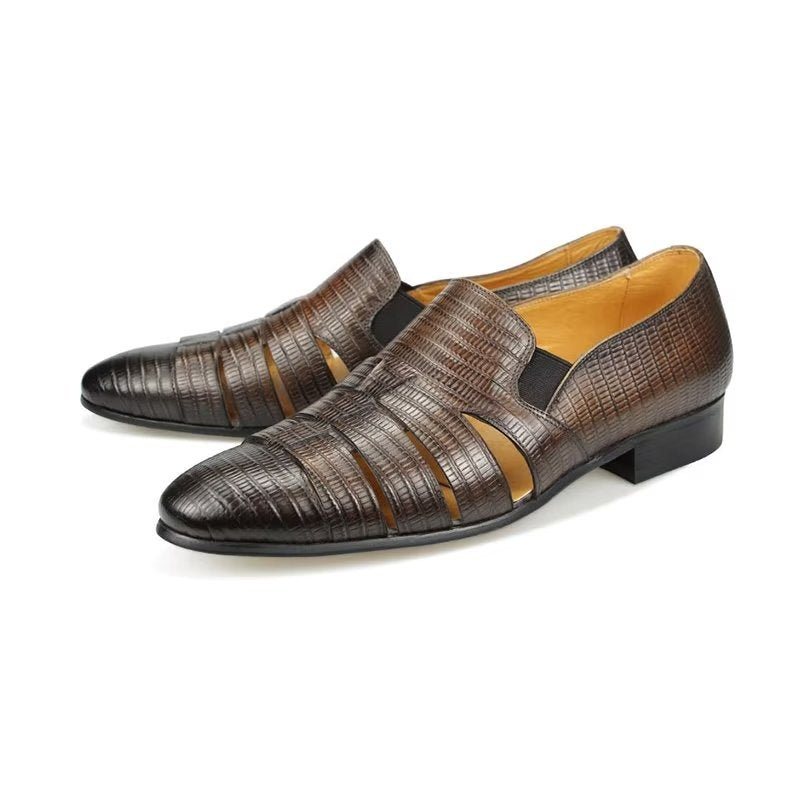 Ανδρικά Παπούτσια Casual Exotic Metal Toe Slip-on Loafers - Καφές