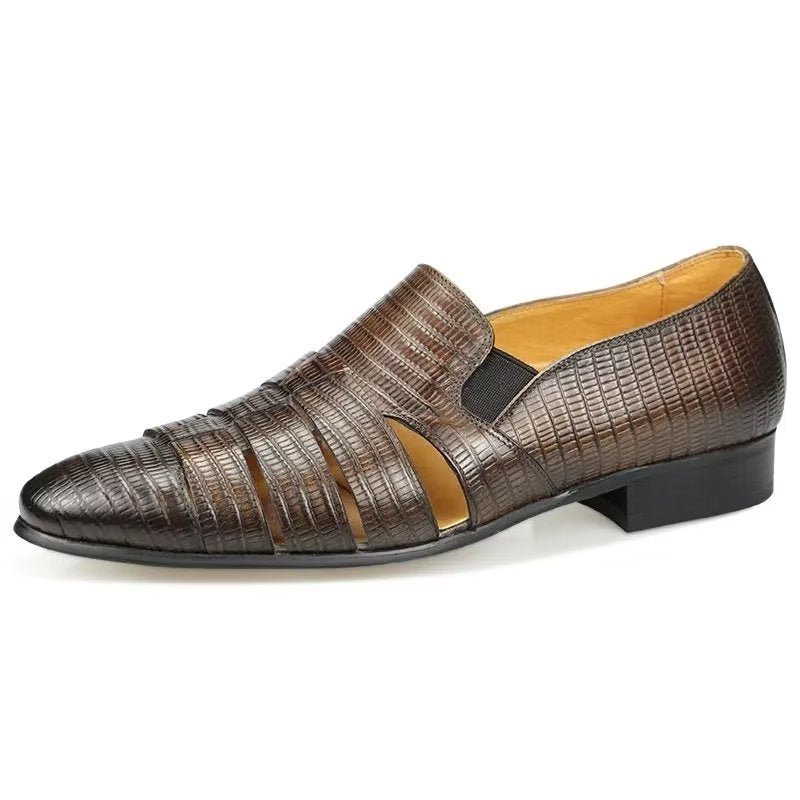 Ανδρικά Παπούτσια Casual Exotic Metal Toe Slip-on Loafers - Καφές