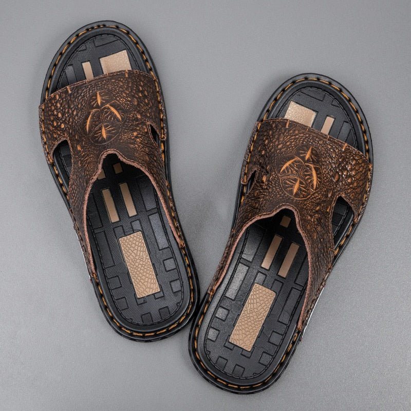 Ανδρικά Παπούτσια Casual Luxecroco Summer Chic Slip On Slides - Καφέ