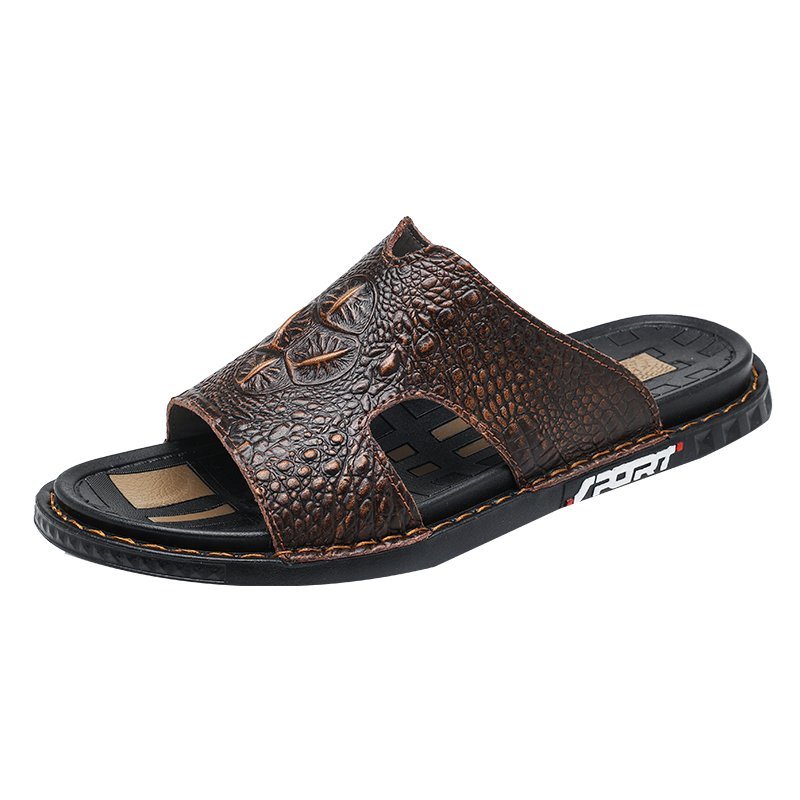 Ανδρικά Παπούτσια Casual Luxecroco Summer Chic Slip On Slides - Καφέ