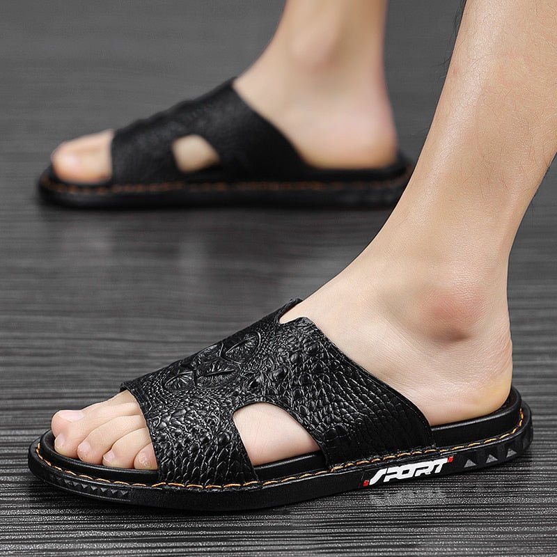 Ανδρικά Παπούτσια Casual Luxecroco Summer Chic Slip On Slides - Μαύρο