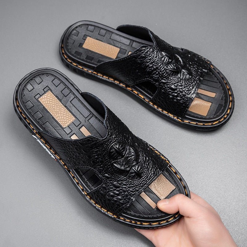 Ανδρικά Παπούτσια Casual Luxecroco Summer Chic Slip On Slides - Μαύρο