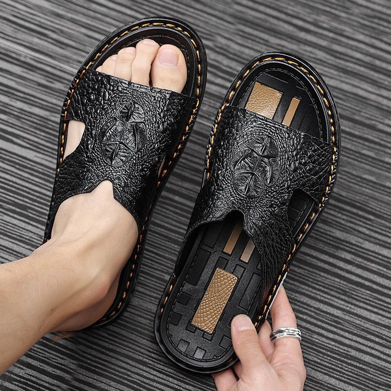 Ανδρικά Παπούτσια Casual Luxecroco Summer Chic Slip On Slides - Μαύρο