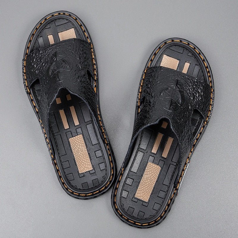 Ανδρικά Παπούτσια Casual Luxecroco Summer Chic Slip On Slides - Μαύρο