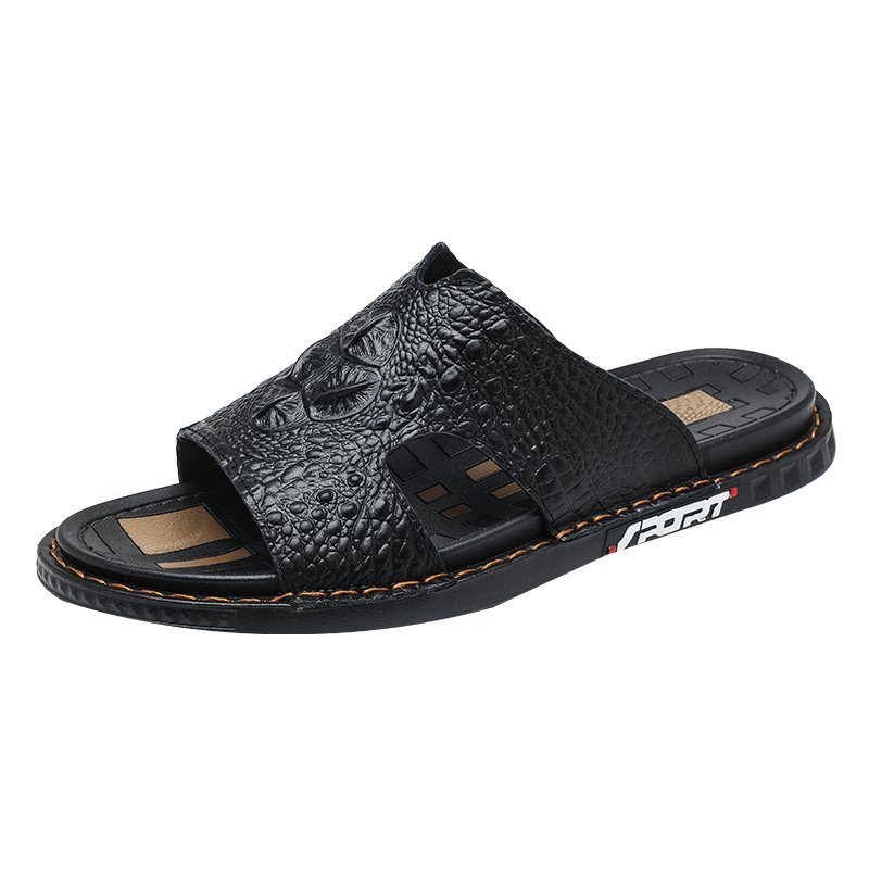 Ανδρικά Παπούτσια Casual Luxecroco Summer Chic Slip On Slides - Μαύρο