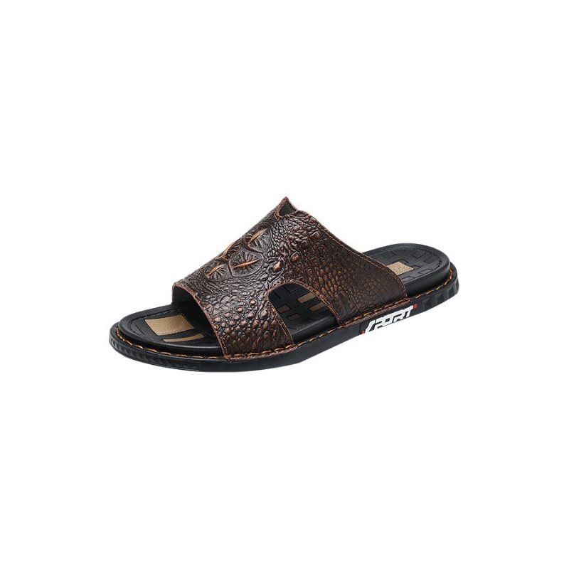 Ανδρικά Παπούτσια Casual Luxecroco Summer Chic Slip On Slides - Καφέ