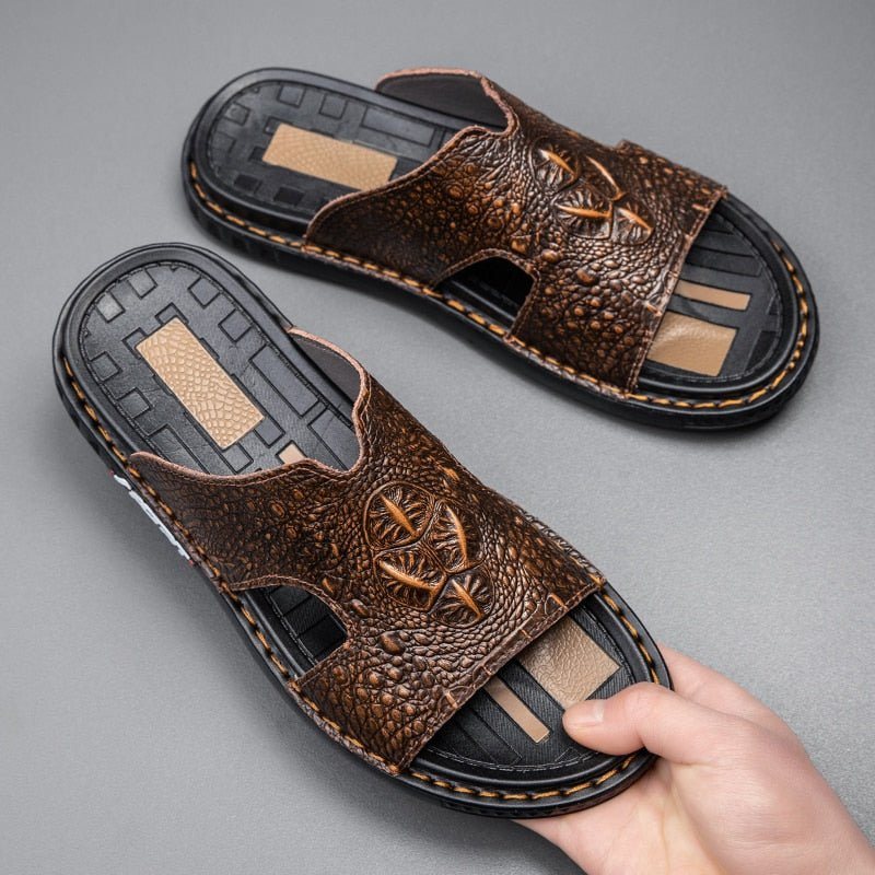 Ανδρικά Παπούτσια Casual Luxecroco Summer Chic Slip On Slides - Καφέ