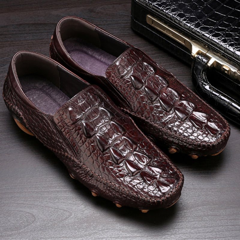 Ανδρικά Παπούτσια Casual Oxford Με Υφή Πολυτελείας Alligator - Καφές