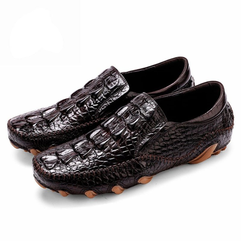 Ανδρικά Παπούτσια Casual Oxford Με Υφή Πολυτελείας Alligator - Καφές