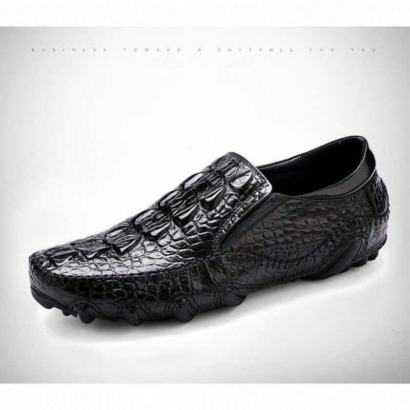 Ανδρικά Παπούτσια Casual Oxford Με Υφή Πολυτελείας Alligator - Μαύρο