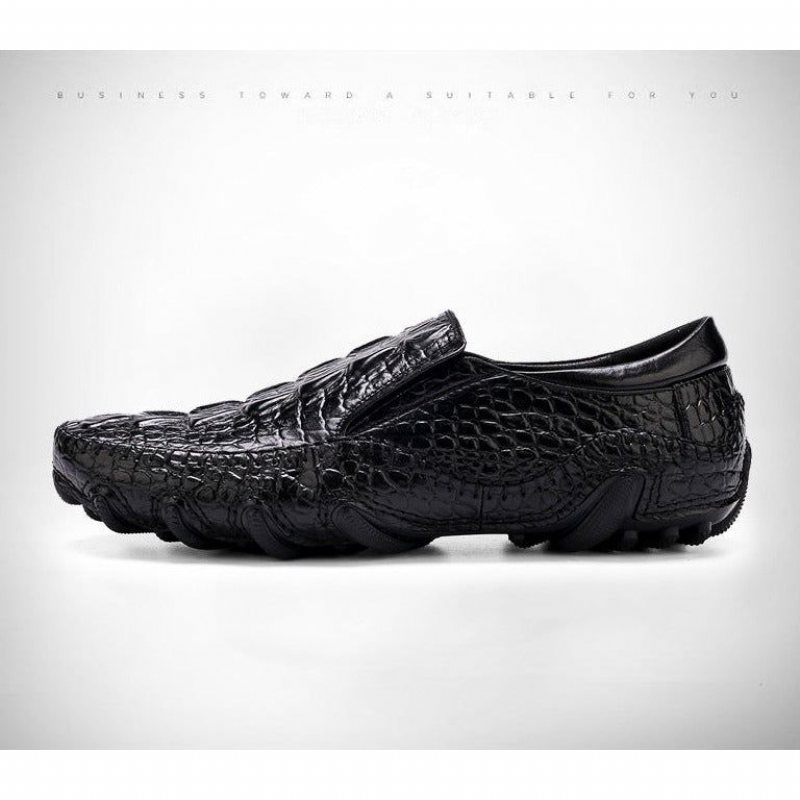 Ανδρικά Παπούτσια Casual Oxford Με Υφή Πολυτελείας Alligator - Μαύρο