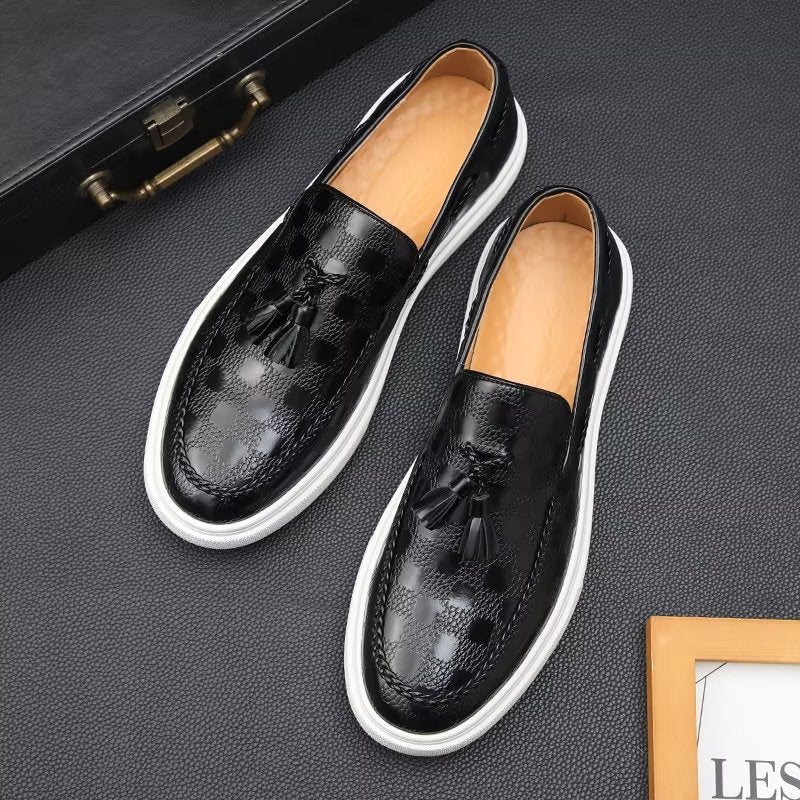 Ανδρικά Παπούτσια Casual Slip-on Platform Tassel - Μαύρο