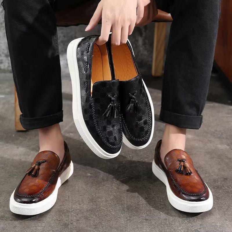 Ανδρικά Παπούτσια Casual Slip-on Platform Tassel - Καφέ