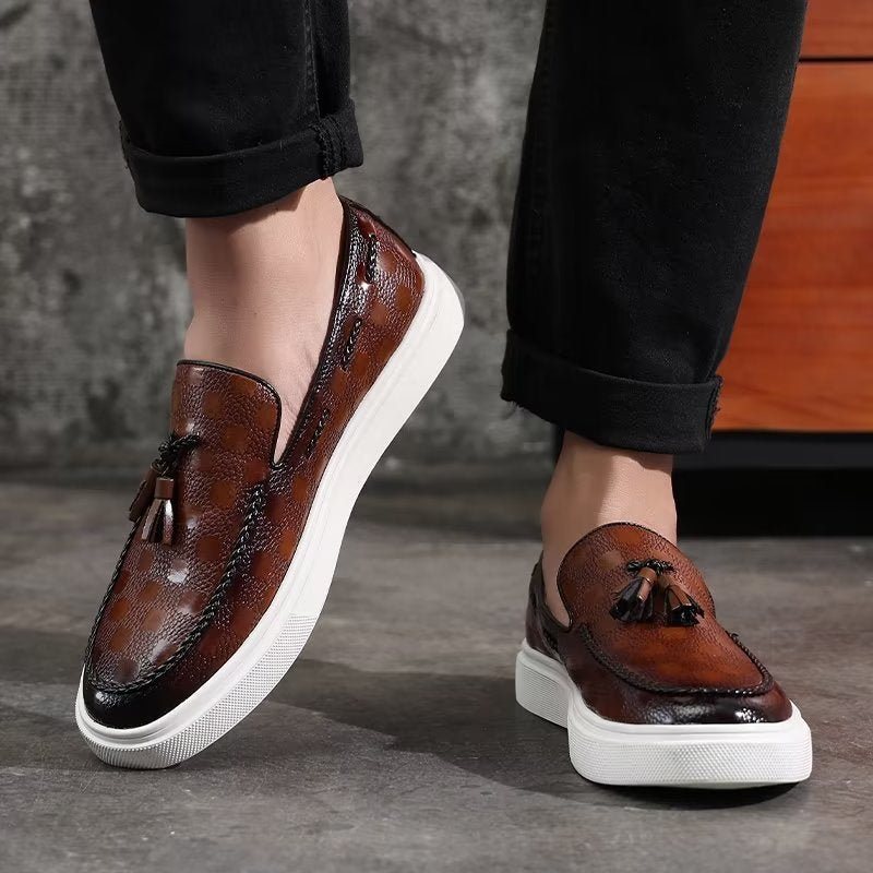 Ανδρικά Παπούτσια Casual Slip-on Platform Tassel - Καφέ