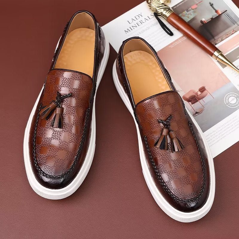 Ανδρικά Παπούτσια Casual Slip-on Platform Tassel - Καφέ