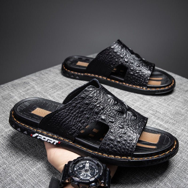 Ανδρικά Παπούτσια Casual Summer Chic Slip-on Slides - Μαύρο