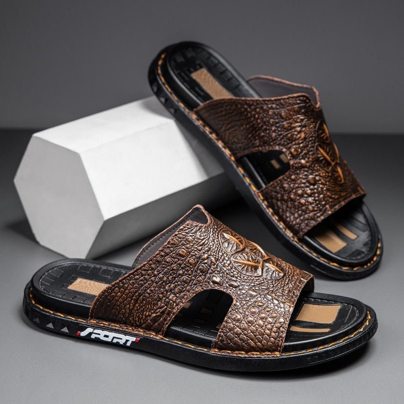 Ανδρικά Παπούτσια Casual Summer Chic Slip-on Slides - Καφέ